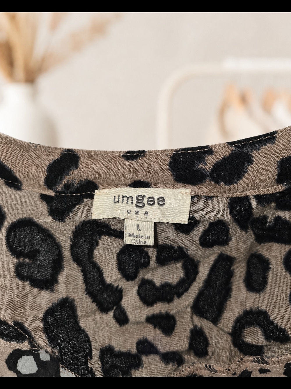 Umgee Tan & Black Leopard Print V-Neck Top - Picture 6 of 6